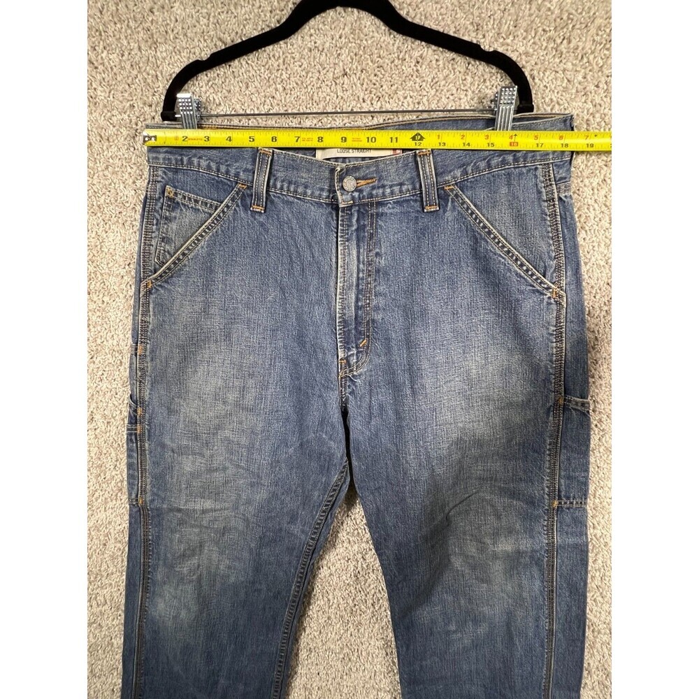 Levis Signature Jeans Mens 34x32 Carpenter Blue Denim Workwear Solid Excellent - Picture 2 of 9
